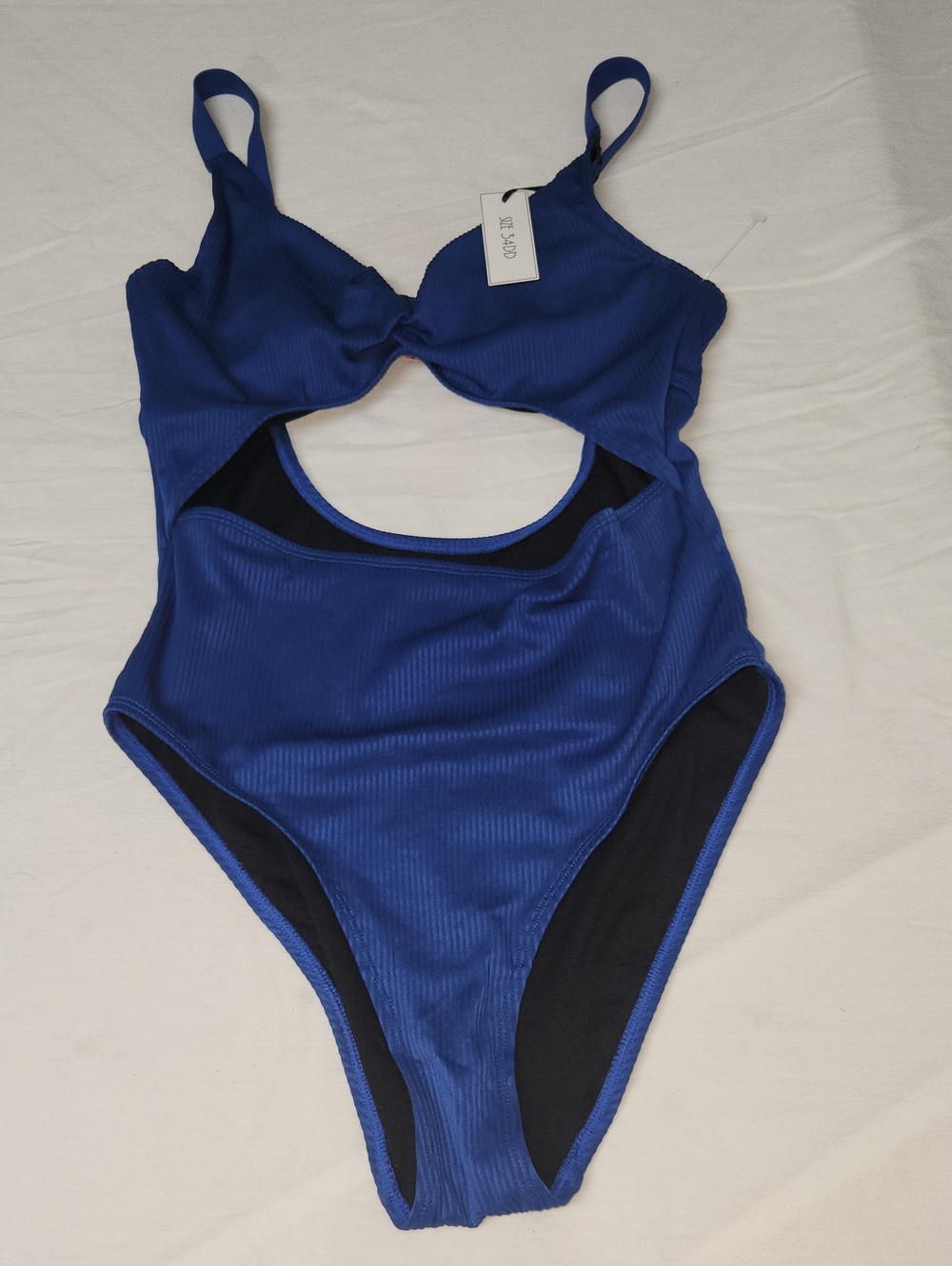 Ribbed Cutout One-Piece Swimsuit - Royal Blue